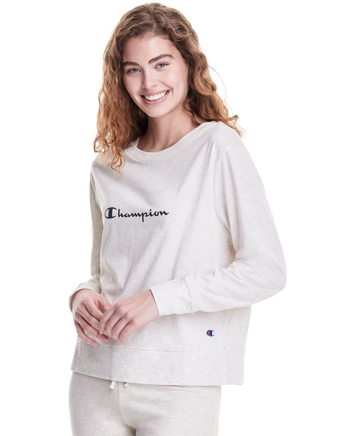 Champion Sleep Pj Long-Sleeve Kadın Tişört Beyaz ( CEOILD346 )